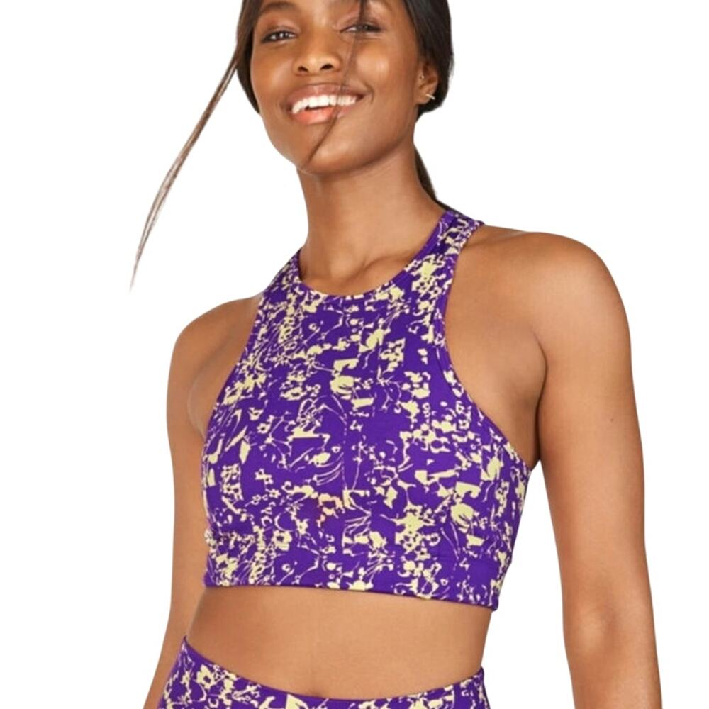 Fabletics Floral Diva Midi Sports Bra Medium Support Preloved Good Sz Medium - Picture 2 of 3